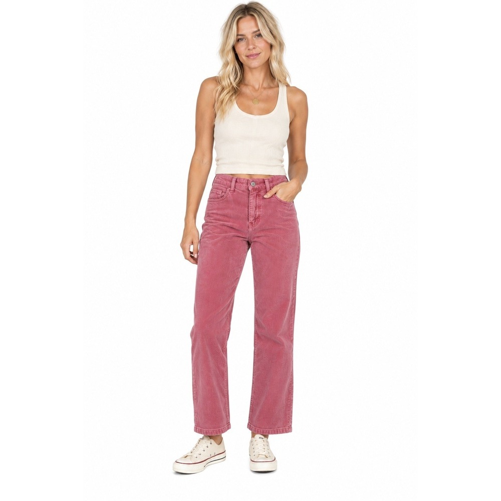 Pilcro Anthropologie Pink Corduroy Straight Leg Jeans Size 29 Cropped